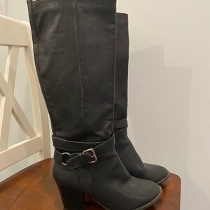Bass Black Leather-Look Tall Boots